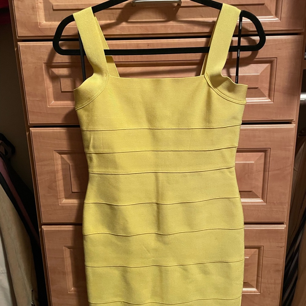 Herve + Forever 21 Yellow Sleeveless Bandage Dress